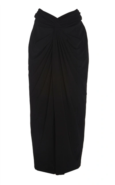 Shop A.w.a.k.e. Draped Stretch-crepe Maxi Skirt In Black