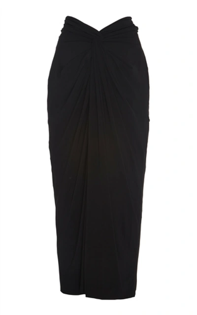 Shop A.w.a.k.e. Draped Stretch-crepe Maxi Skirt In Black