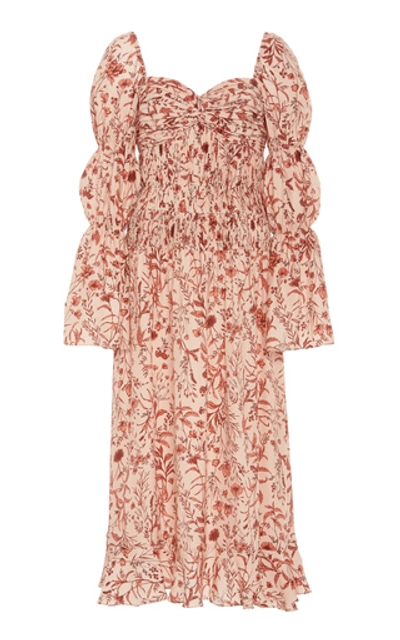 Shop Amur Filipa Floral-patterned Matelassé-silk Midi Dress In Print