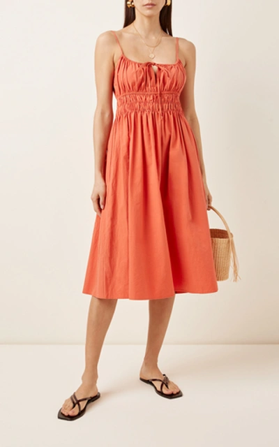 Shop Ciao Lucia Gabriela Cotton A-line Midi Dress In Orange
