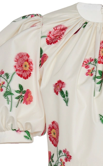 Shop Andrew Gn Floral-print Satin Mini Dress In White