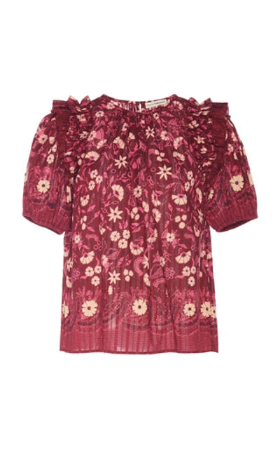 Shop Ulla Johnson Arbor Cotton Top In Burgundy