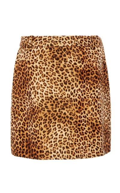 Shop Nili Lotan Rivoli Leopard-print Cotton Mini Skirt In Animal