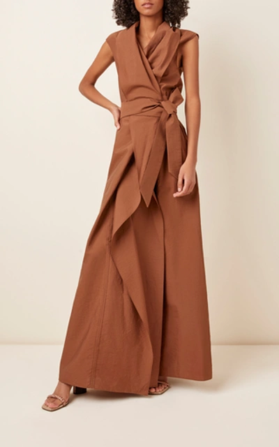 Shop Brunello Cucinelli Cotton-blend Wrap Dress In Neutral