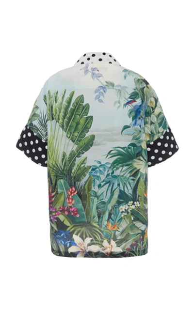 Shop Dolce & Gabbana Paneled Printed Silk Shirt