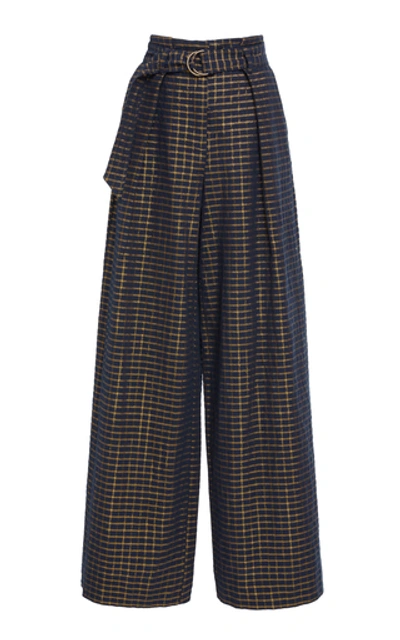Shop Ulla Johnson Rhodes Cotton-blend Straight-leg Trousers In Navy