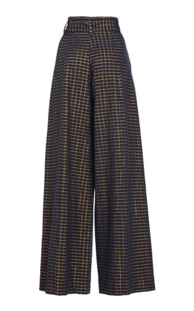 Shop Ulla Johnson Rhodes Cotton-blend Straight-leg Trousers In Navy