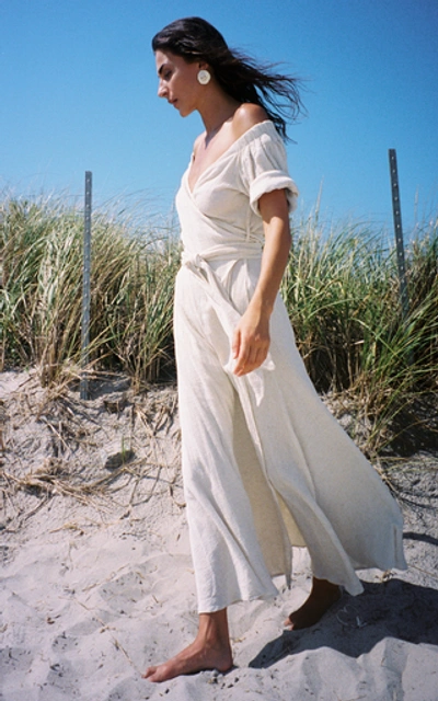 Shop Mara Hoffman Adelina Off-the-shoulder Cotton-blend Maxi Dress In Neutral