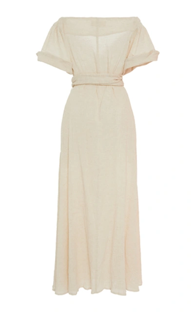 Shop Mara Hoffman Adelina Off-the-shoulder Cotton-blend Maxi Dress In Neutral
