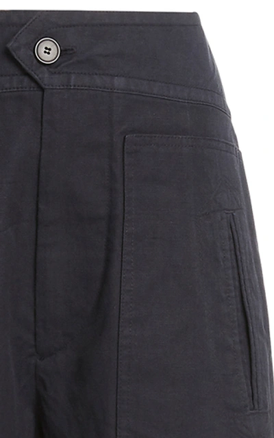 Shop Isabel Marant Étoile Raluni Tapered Cotton-linen Pants In Black