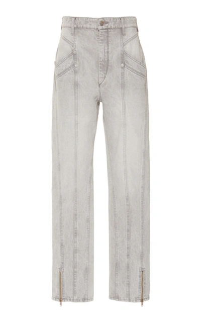 Shop Isabel Marant Kelissa Rigid High-rise Straight-leg Jeans In Grey