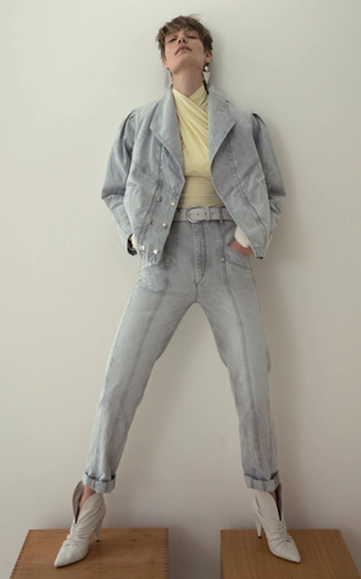 Shop Isabel Marant Kelissa Rigid High-rise Straight-leg Jeans In Grey