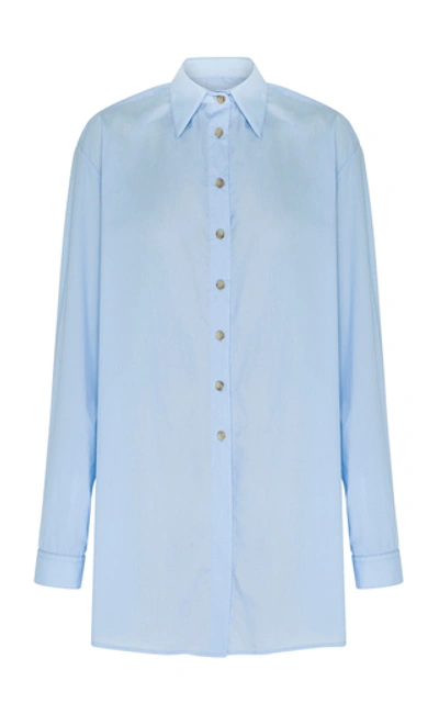Shop Anna Quan Alfie Cotton-blend Poplin Shirt In Blue