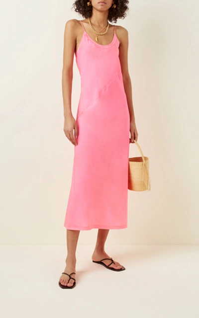 Shop Anaak Scarlette Silk Slip Dress In Pink