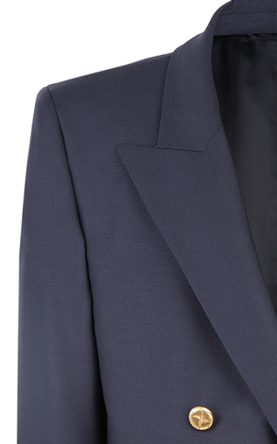 Shop Blazé Milano First Class Everynight Wool-blend Double-breasted Blazer  In Blue