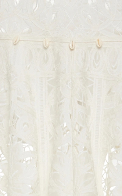 Shop Zimmermann Wavelength Guipure Lace Skirt In White