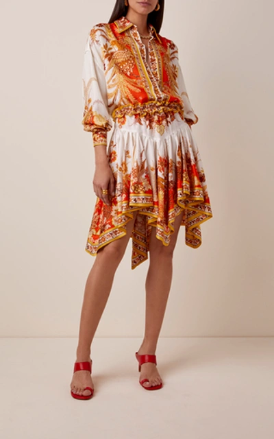 Shop Zimmermann Brightside Asymmetric Silk Skirt In Gold