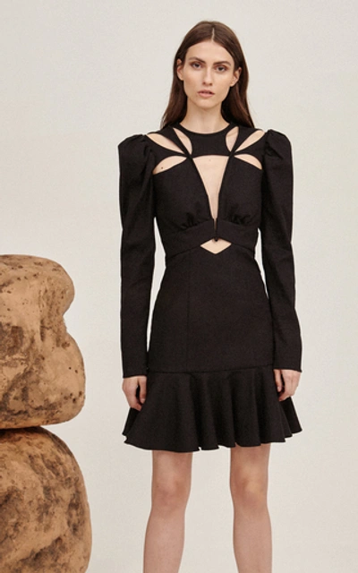 Shop Acler Lapkus Cutout Crepe Mini Dress In Black