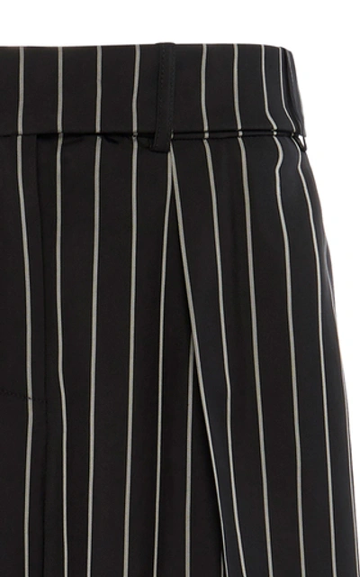 Shop Alexandre Vauthier Pinstriped Twill Wide-leg Pants In Stripe