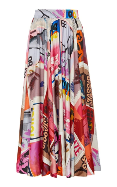 Shop Zimmermann Wavelength Pleated Silk Skirt In Pink