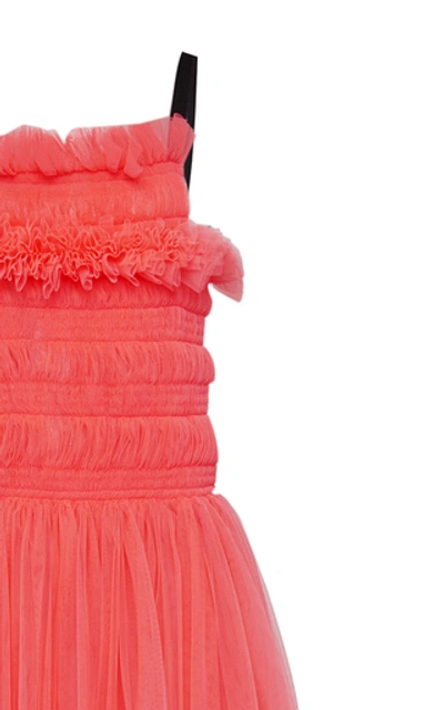 Shop Molly Goddard Shelly Tie-back Smocked Tulle Midi Dress In Pink