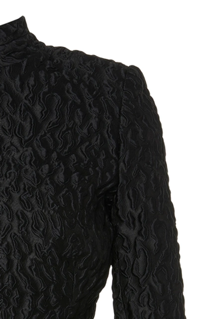 Shop Brandon Maxwell Leopard-cloqué Peplum Top In Black