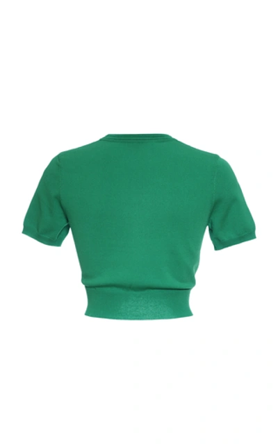 Shop Alexis Finzi Ribbed-knit Cropped Top In Green