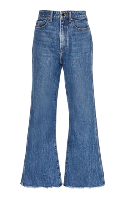 Shop Khaite Gabbie Rigid High-rise Flared Jeans In Medium Wash