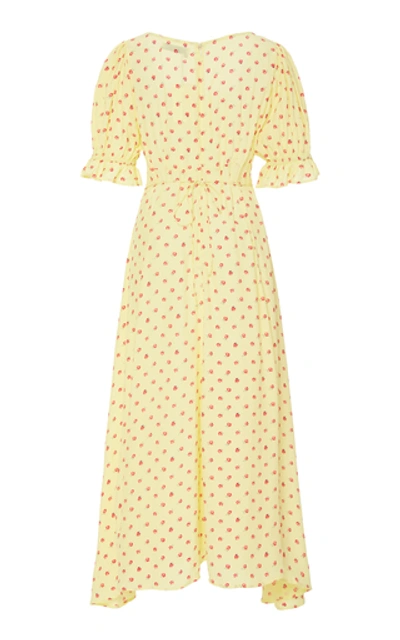 Shop Faithfull The Brand Linnie Floral-print Crepe Midi Dress In Yellow