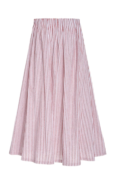 Shop By Any Other Name Velvet-striped Cotton Midi Skirt