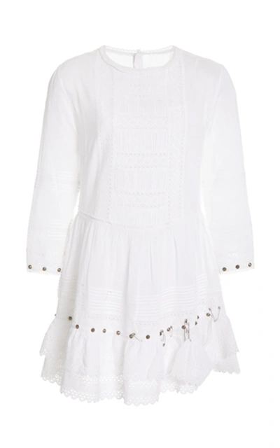 Shop R13 Lacy Embellished Cotton-gauze Mini Dress In White