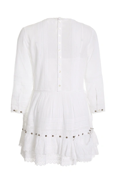 Shop R13 Lacy Embellished Cotton-gauze Mini Dress In White