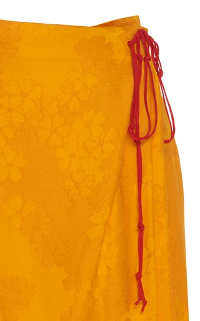 Shop Rosie Assoulin Patterned Jacquard Midi Skirt In Yellow