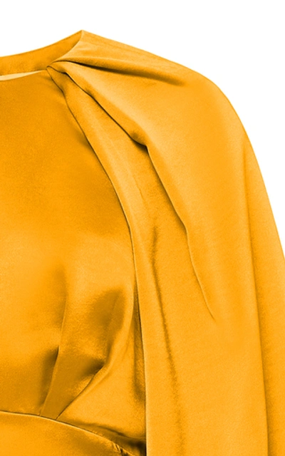 Shop Acler Paringa Blouson-sleeve Sateen Mini Dress In Orange