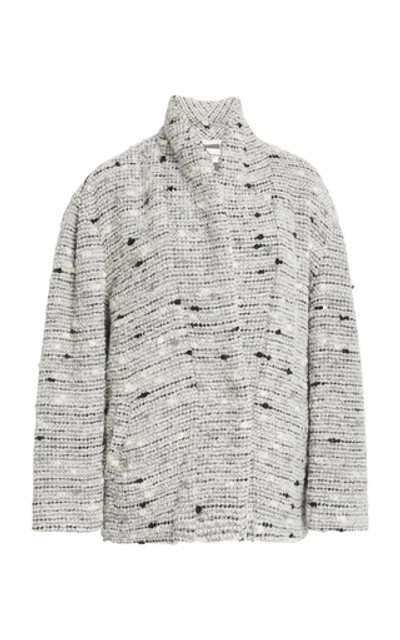 Shop Isabel Marant Étoile Fantsy Belted Tweed Jacket In Grey