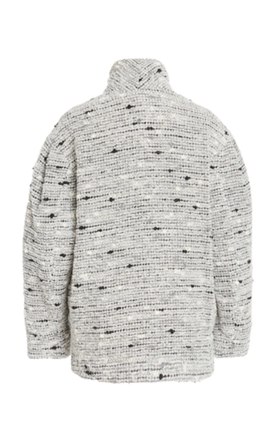 Shop Isabel Marant Étoile Fantsy Belted Tweed Jacket In Grey