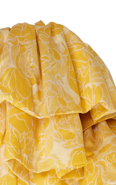 Acler Boundary Ruffled Tencel And Linen-blend Bustier Top In Multi