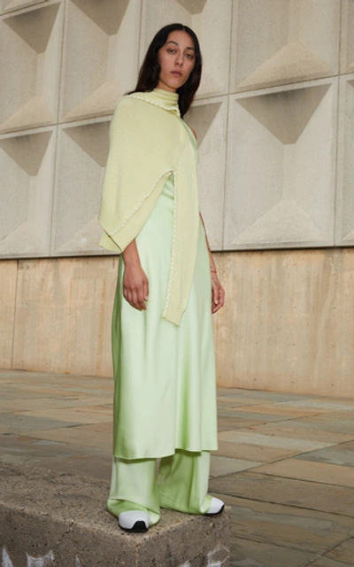 Shop Rosetta Getty Bias Open-back Satin Dress In Green