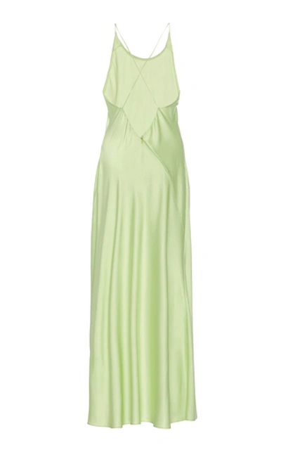 Shop Rosetta Getty Bias Open-back Satin Dress In Green