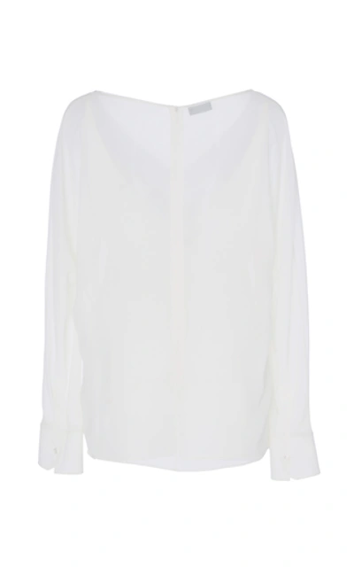 Shop Akris Silk Georgette V-neck Blouse In White