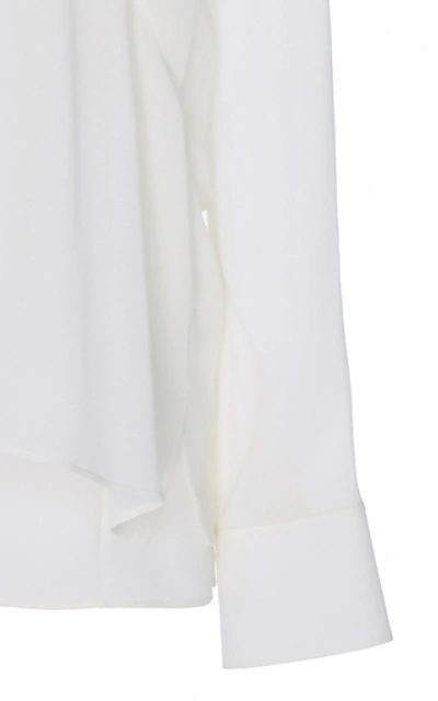 Shop Akris Silk Georgette V-neck Blouse In White