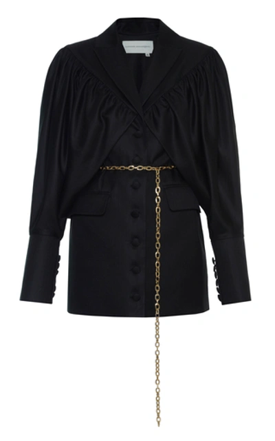 Shop Aleksandre Akhalkatsishvili Puff Shoulder Cotton Blazer Dress In Black