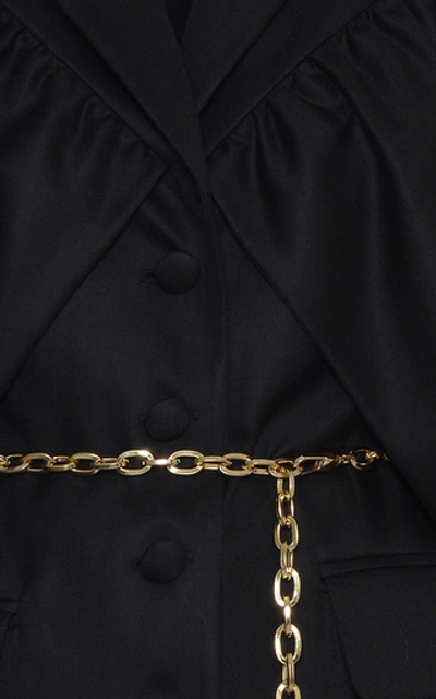 Shop Aleksandre Akhalkatsishvili Puff Shoulder Cotton Blazer Dress In Black