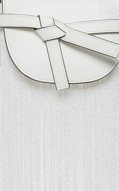 Shop Loewe Mini Gate Fringes Leather Crossbody Bag In White