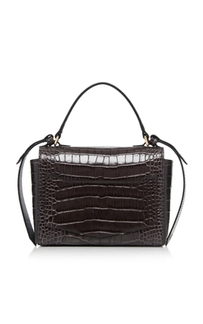Shop Givenchy Eden Mini Croc-embossed Leather Shoulder Bag In Grey