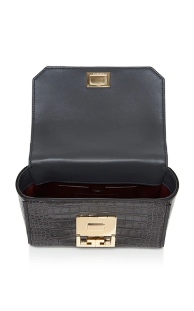 Shop Givenchy Eden Mini Croc-embossed Leather Shoulder Bag In Grey