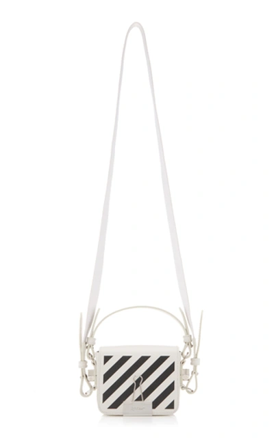 Shop Off-white Diagonal Leather Baby Flap Bag In Black/white
