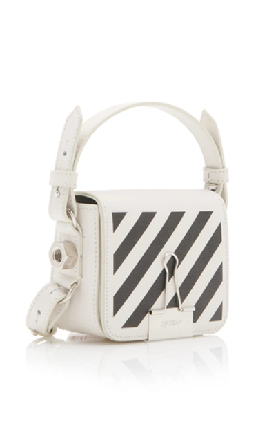 Shop Off-white Diagonal Leather Baby Flap Bag In Black/white