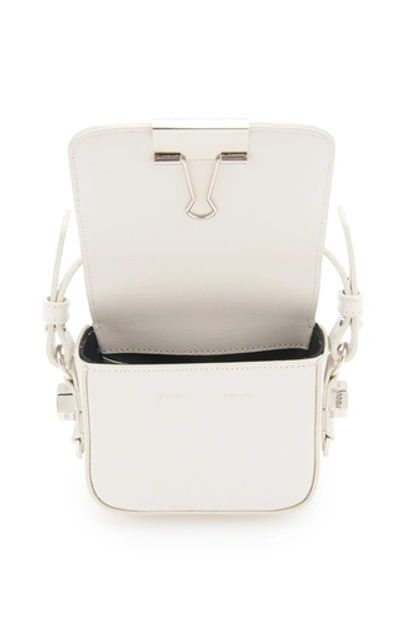 Shop Off-white Diagonal Leather Baby Flap Bag In Black/white