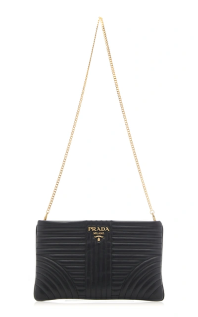 Shop Prada Quilted Leather Clutch In Black